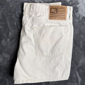 Ralph Lauren Jean Company RL Flag Shorts Women's Size 14 Cream White